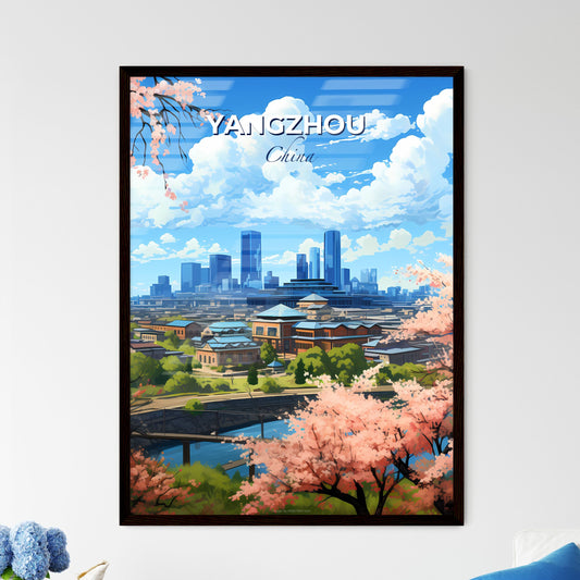 Yangzhou Cityscape Art - Vibrant Painting of Skyline Bridge and Trees Default Title