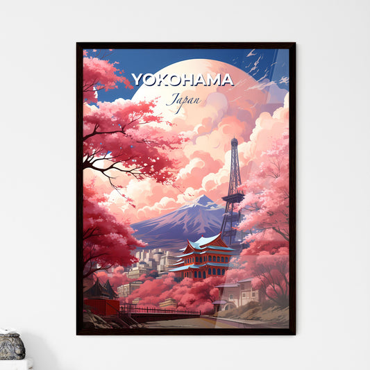Yokohama Japan Skyline Cityscape Painting Tower Pink Trees Modern Art Artwork Travel Tourism Default Title