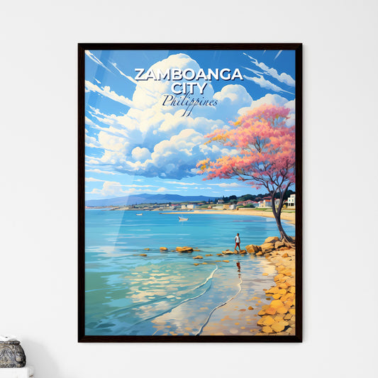 Zamboanga City Philippines Skyline - Vibrant Painting Featuring Person Standing on Rock by Water with Artistic Focus Default Title
