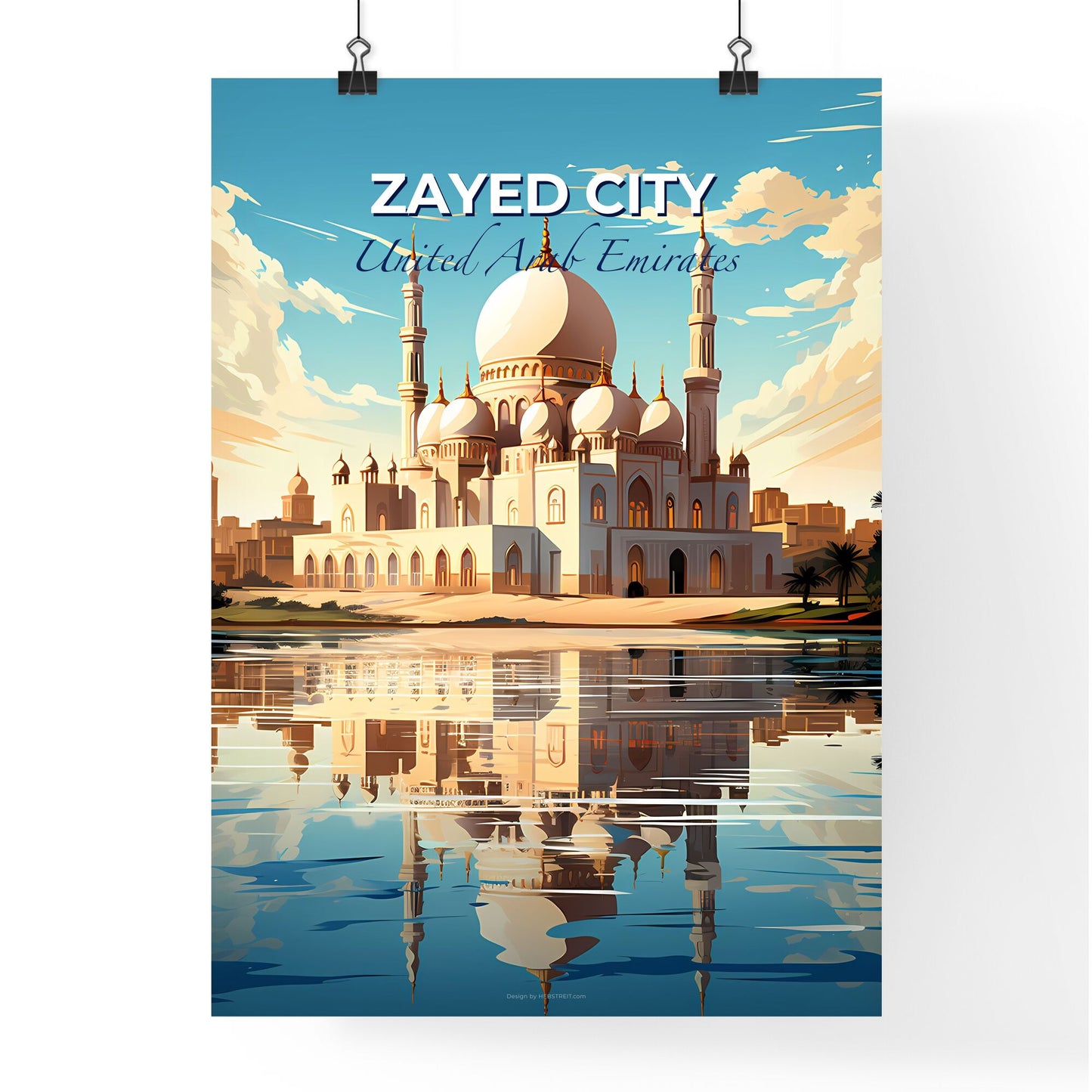 Vibrant Architectural Skyline of Zayed City United Arab Emirates with Intricate Domes and Towers Default Title