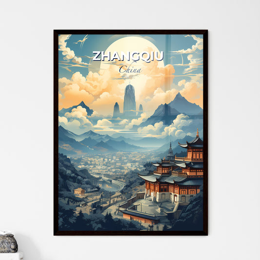 Zhangqiu China Cityscape Canvas Painting Artwork Abstract Mountain Skyline City View Default Title