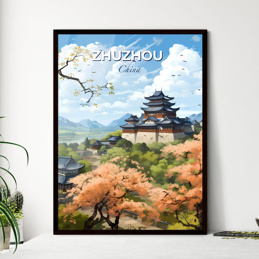 Zhuzhou China Skyline Painting - Vibrant Art with Pagoda and Greenery Default Title