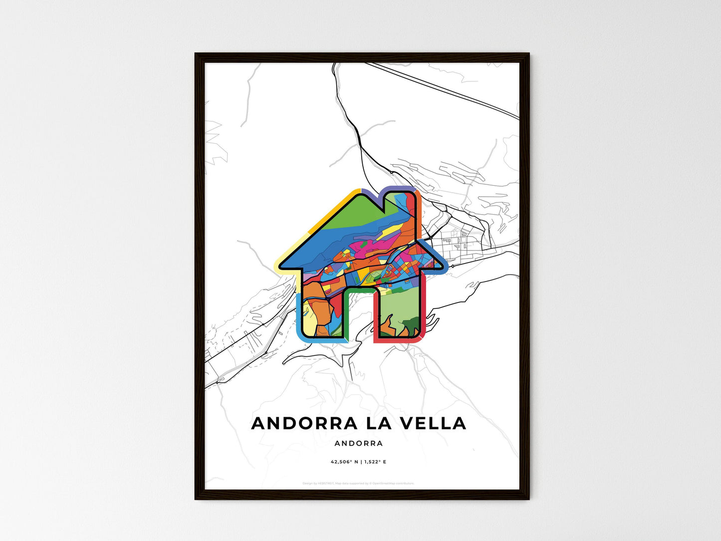 Andorra La Vella Andorra wedding art map with home icon