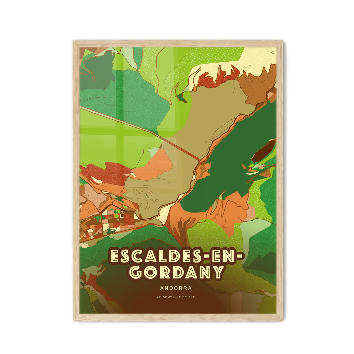 Colorful ESCALDES-ENGORDANY ANDORRA Fine Art Map Farmhouse