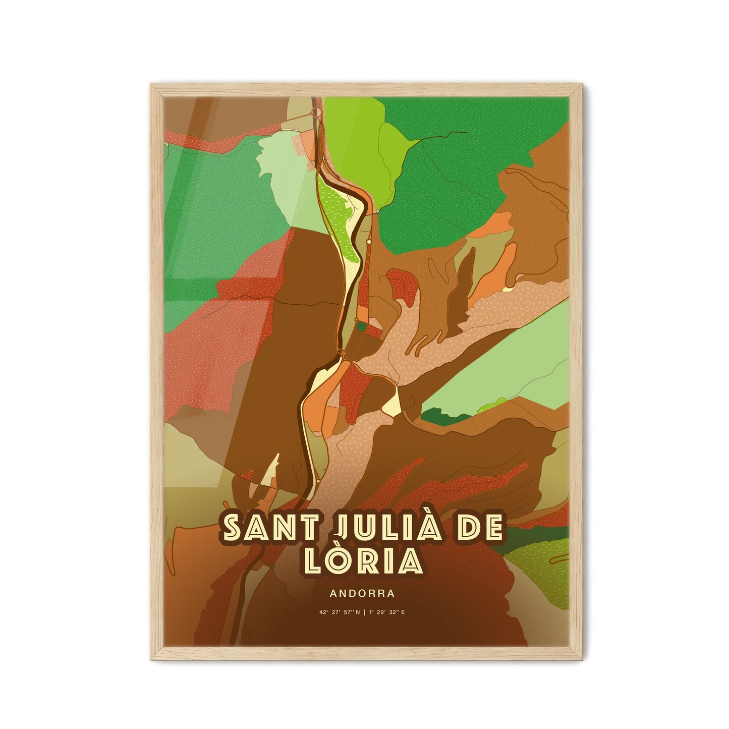 Colorful SANT JULIÀ DE LÒRIA ANDORRA Fine Art Map Farmhouse
