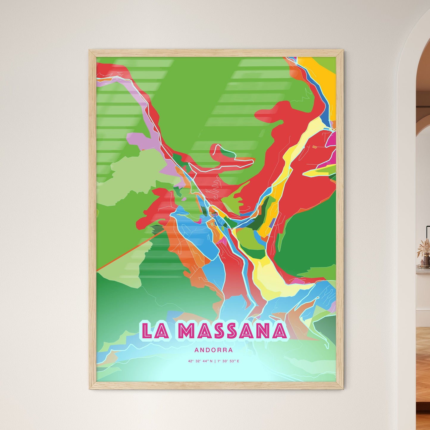 Colorful LA MASSANA ANDORRA Fine Art Map Crazy Colors