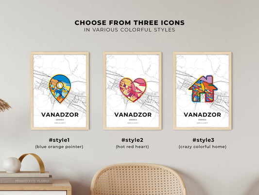 Vanadzor Armenia maps with colorful icons
