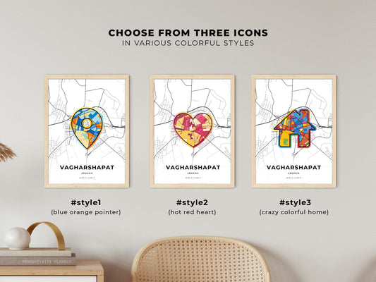 Vagharshapat Armenia maps with colorful icons