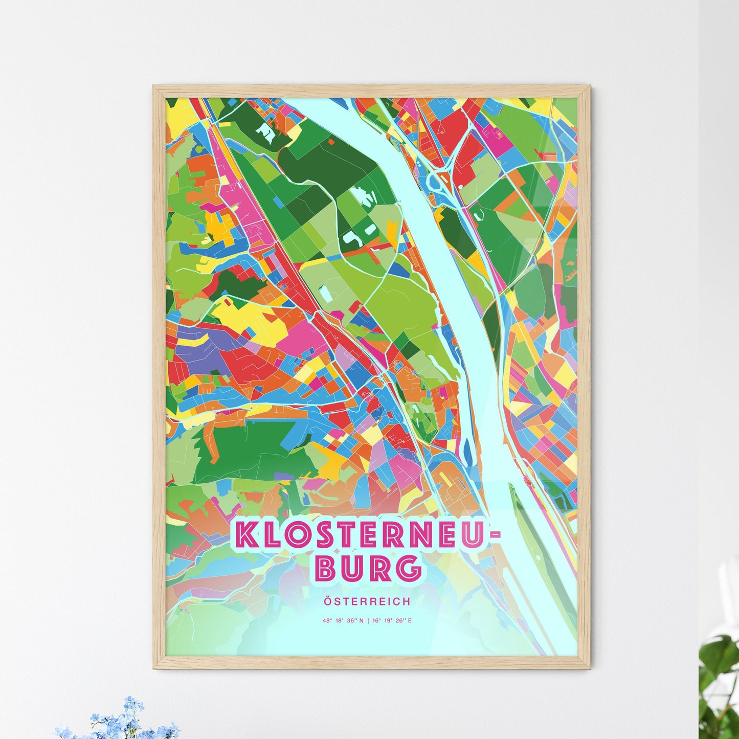 Colorful KLOSTERNEUBURG AUSTRIA Fine Art Map Crazy Colors