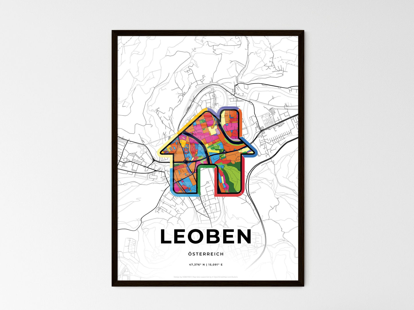 Leoben Austria wedding art map with home icon