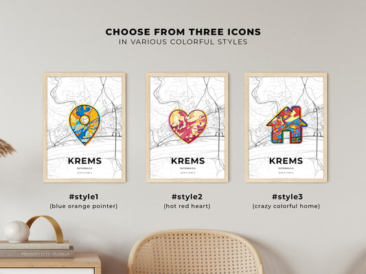 Krems Austria maps with colorful icons