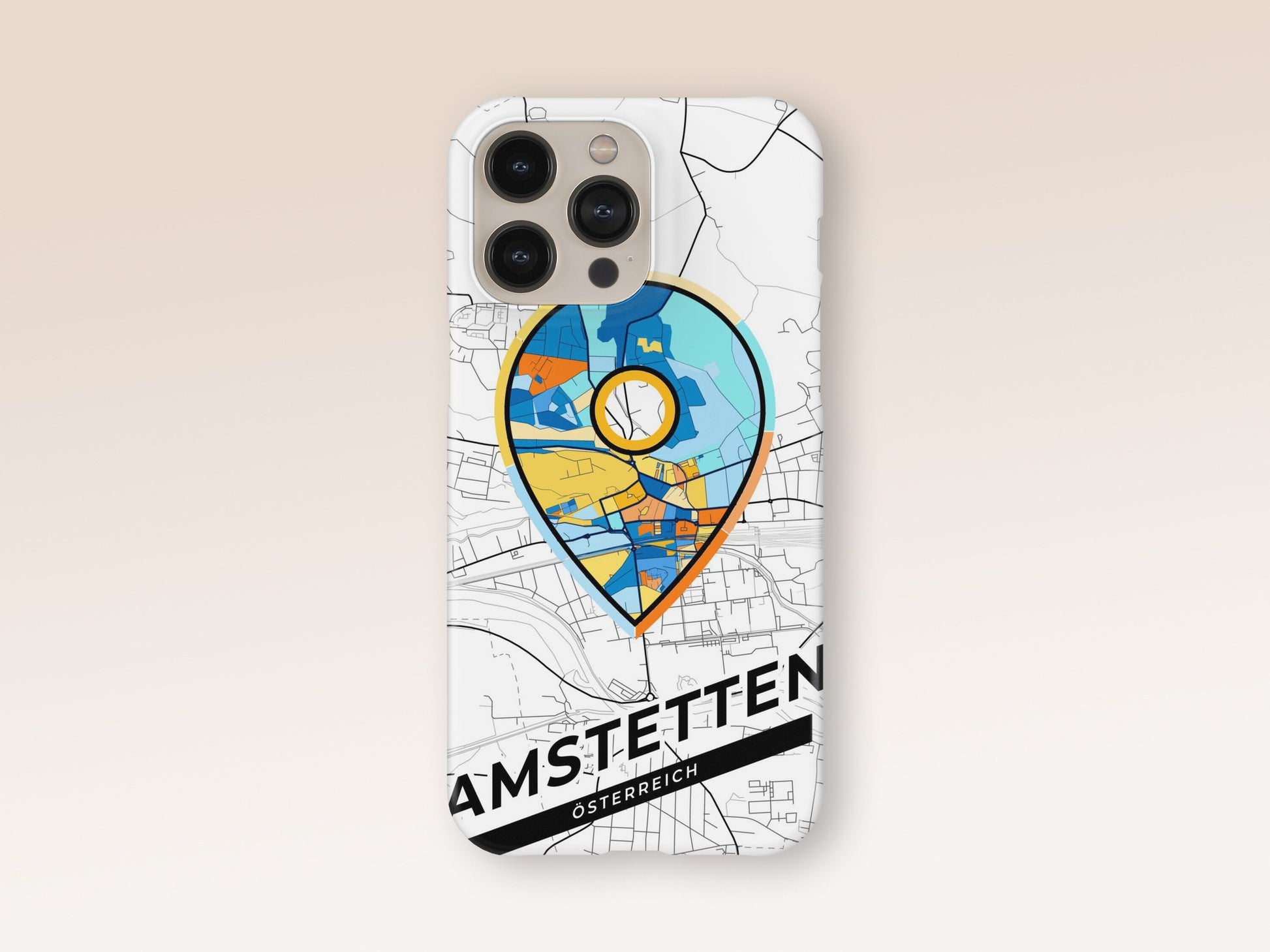 Amstetten Österreich slim phone case with colorful icon. Birthday, wedding or housewarming gift. Couple match cases. 1