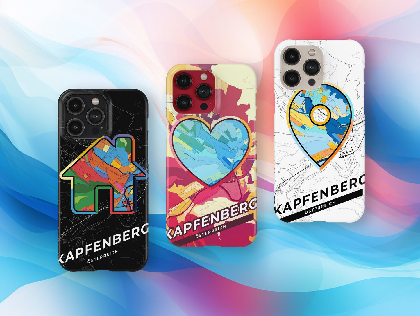 Kapfenberg Österreich slim phone case with colorful icon. Birthday, wedding or housewarming gift. Couple match cases.