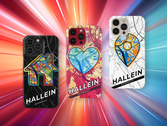 Hallein Österreich slim phone case with colorful icon. Birthday, wedding or housewarming gift. Couple match cases.