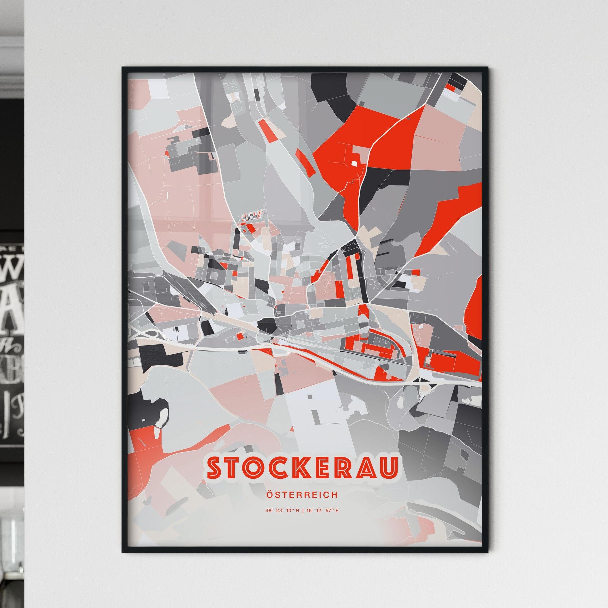 Colorful STOCKERAU AUSTRIA Fine Art Map Modern