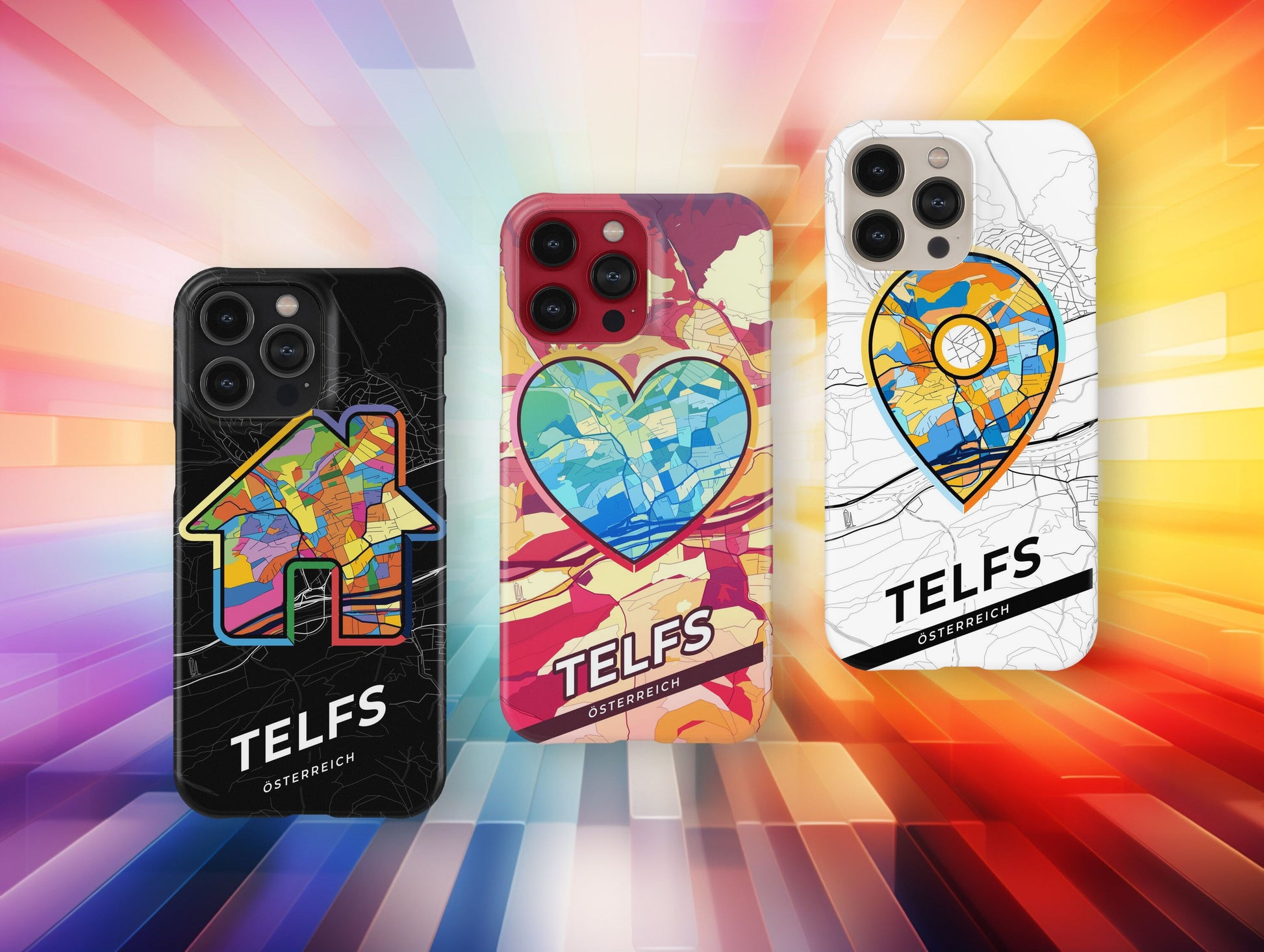 Telfs Österreich slim phone case with colorful icon. Birthday, wedding or housewarming gift. Couple match cases.