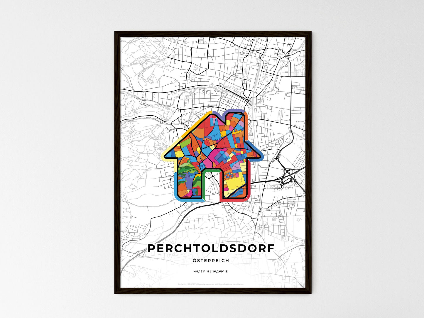 Perchtoldsdorf Austria wedding art map with home icon