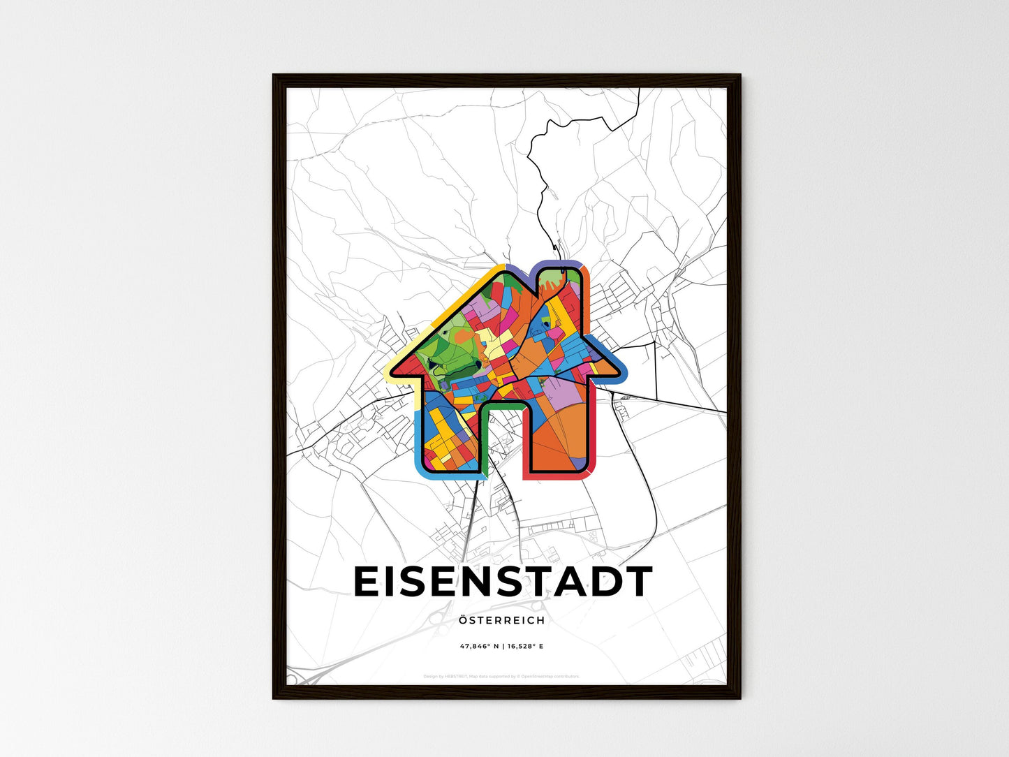 Eisenstadt Austria wedding art map with home icon