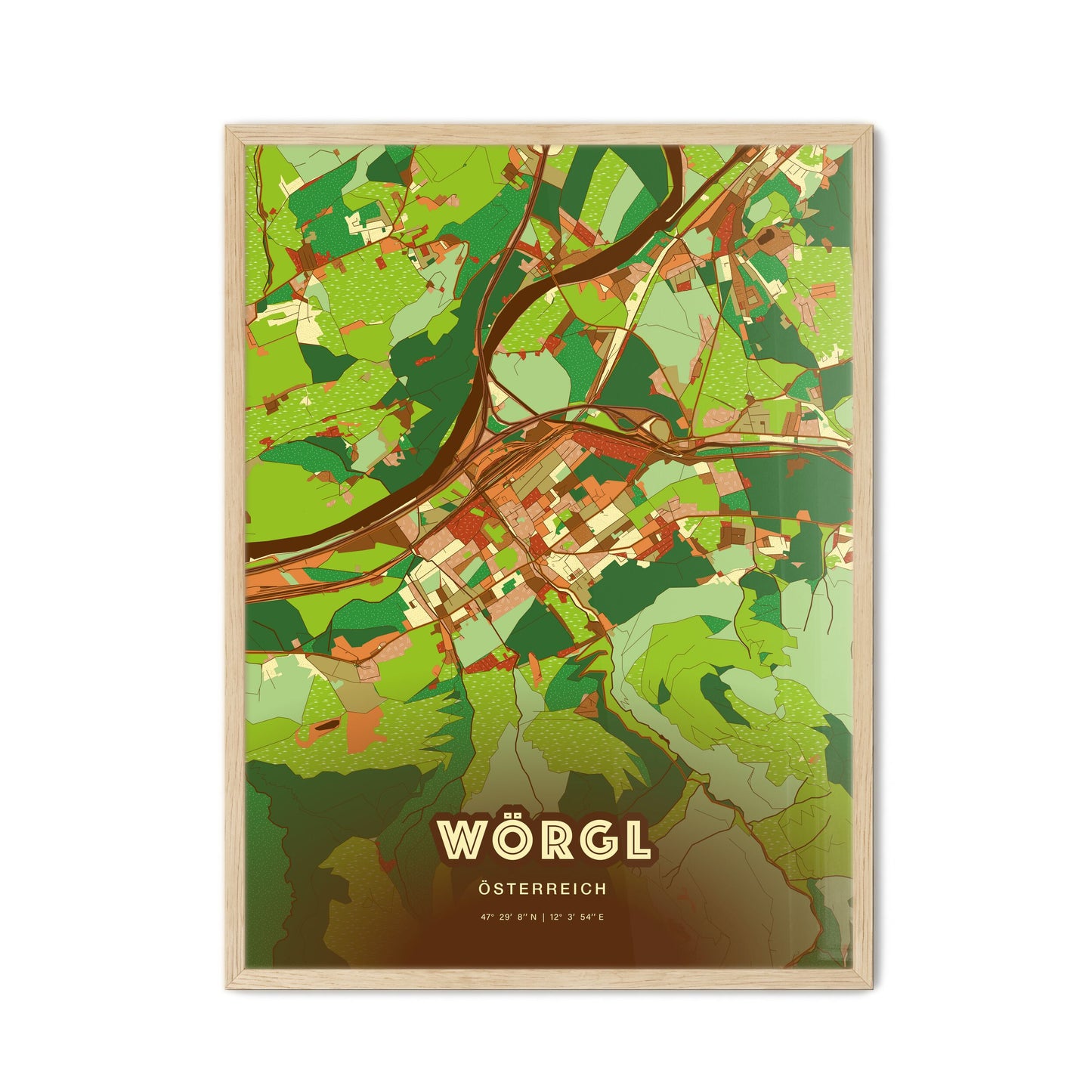 Colorful WÖRGL AUSTRIA Fine Art Map Farmhouse