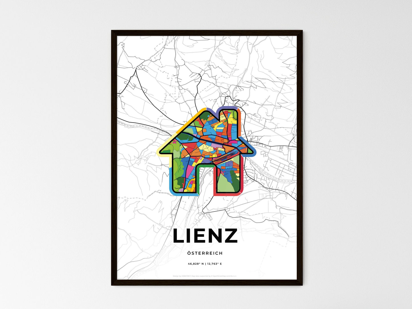 Lienz Austria wedding art map with home icon