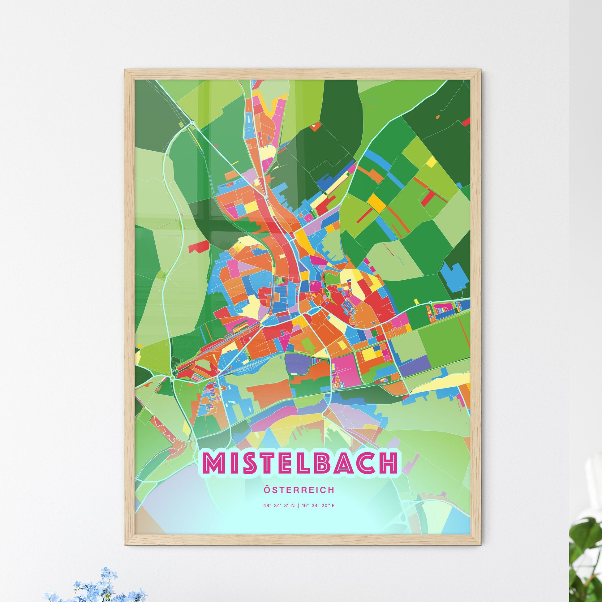 Colorful MISTELBACH AUSTRIA Fine Art Map Crazy Colors