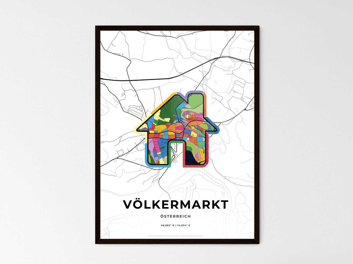 Völkermarkt Austria wedding art map with home icon