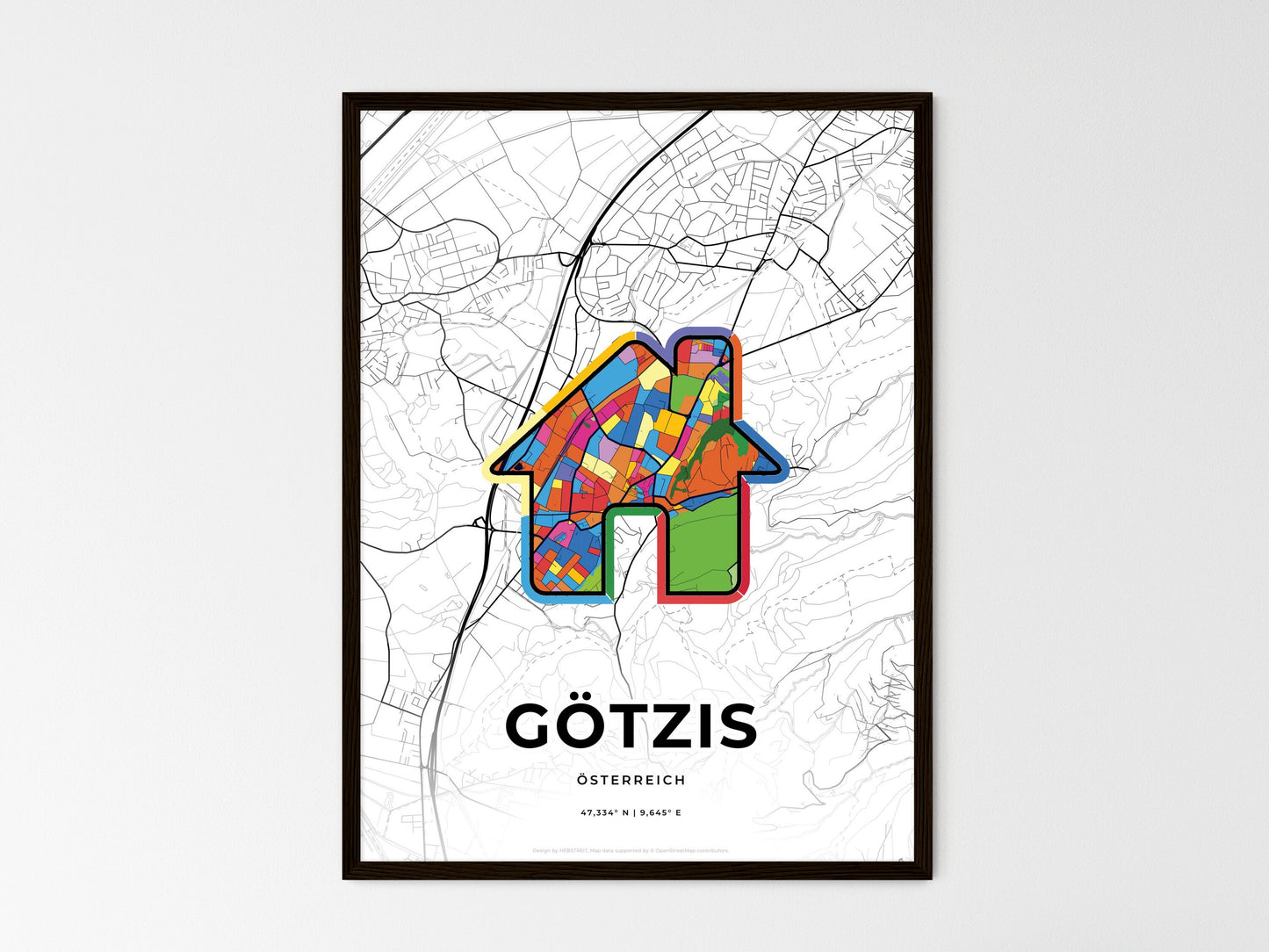 Götzis Austria wedding art map with home icon