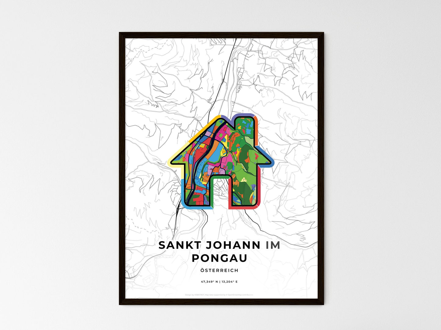 Sankt Johann Im Pongau Austria wedding art map with home icon