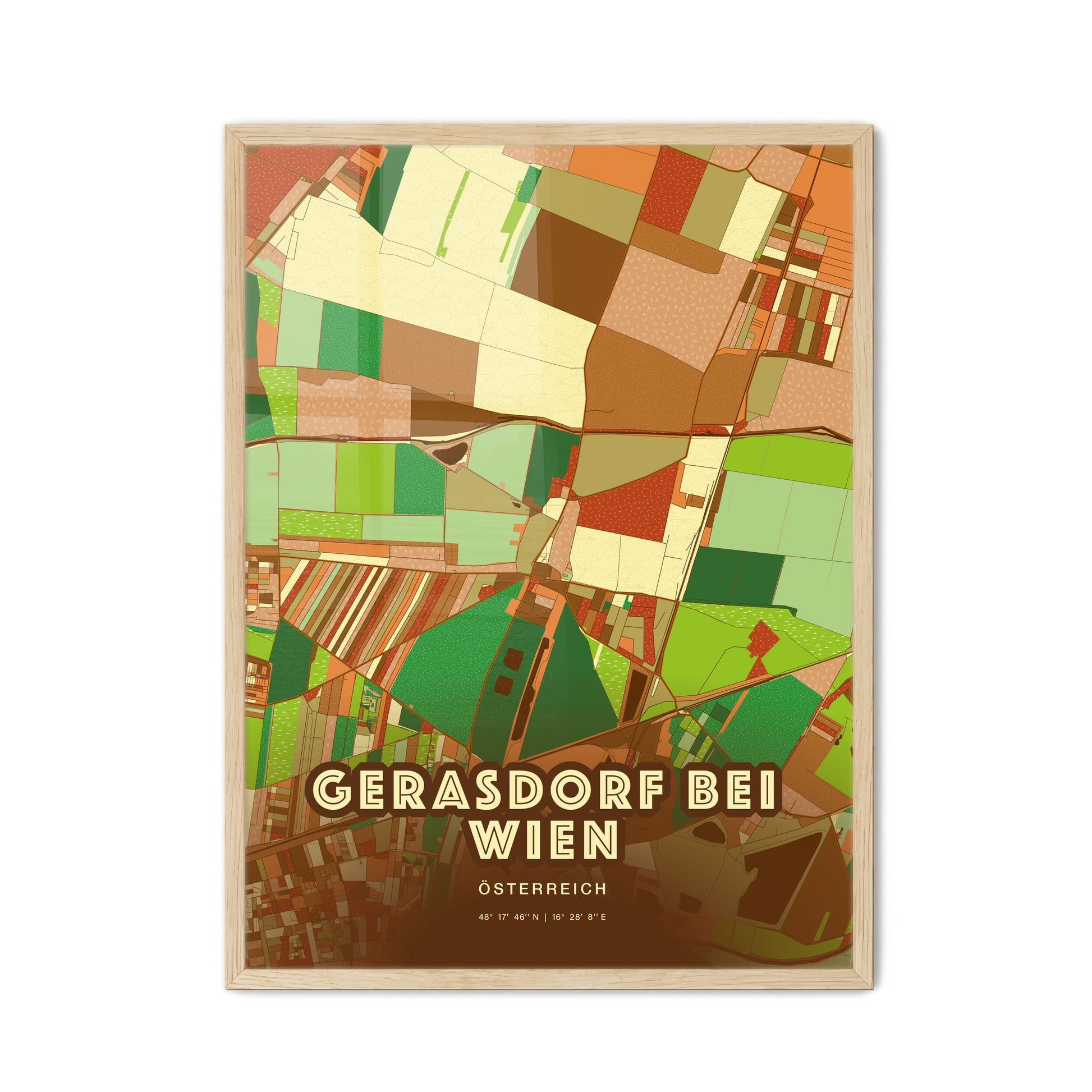 Colorful GERASDORF BEI WIEN AUSTRIA Fine Art Map Farmhouse