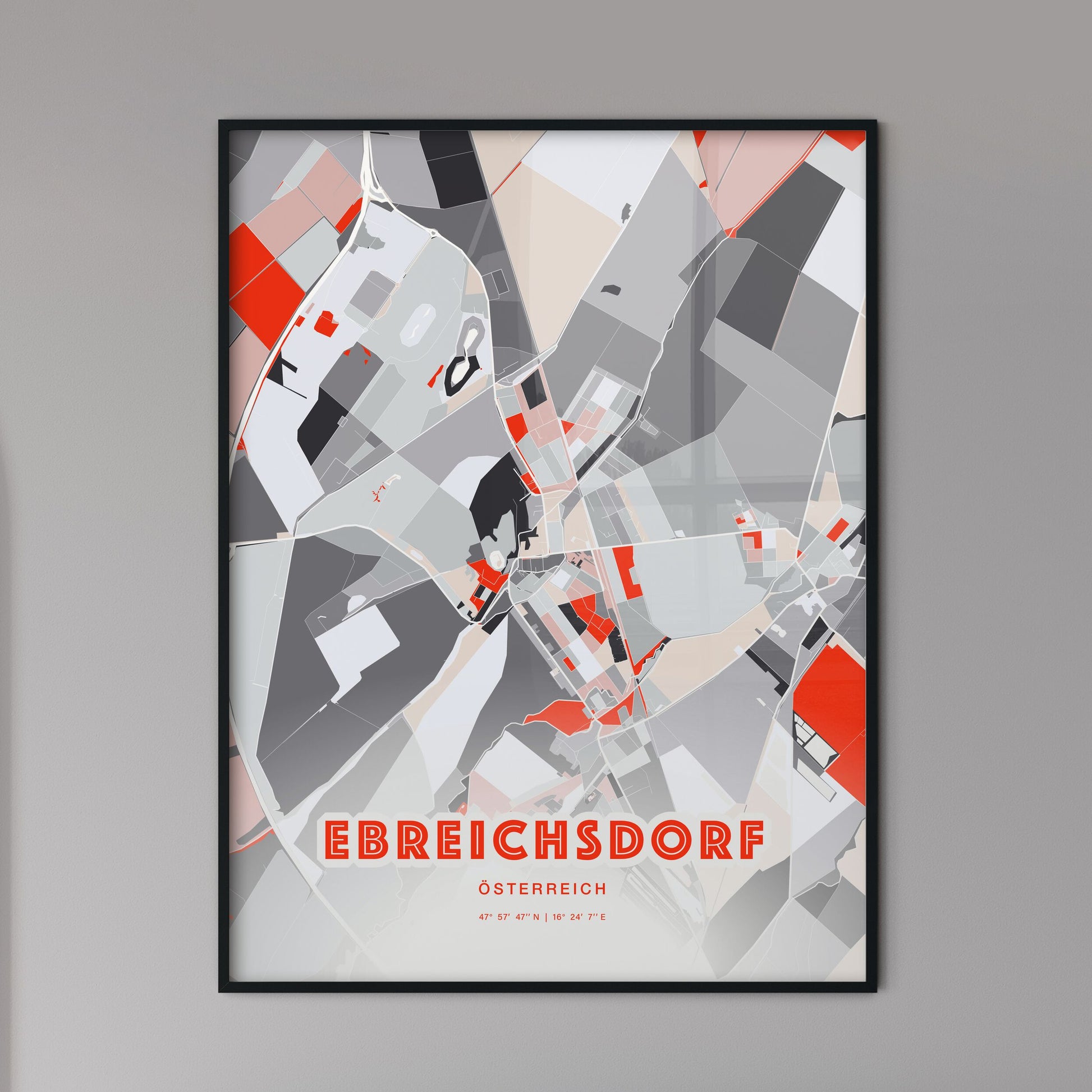 Colorful EBREICHSDORF AUSTRIA Fine Art Map Modern