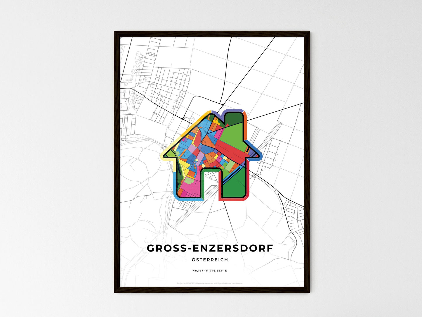 Gross-Enzersdorf Austria wedding art map with home icon