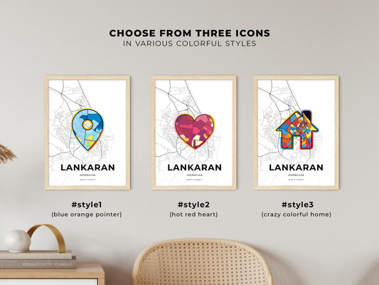 Lankaran Azerbaijan maps with colorful icons