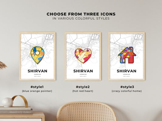 Shirvan Azerbaijan maps with colorful icons