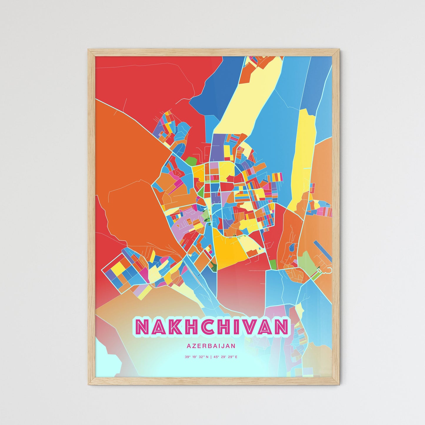 Colorful NAKHCHIVAN AZERBAIJAN Fine Art Map Crazy Colors