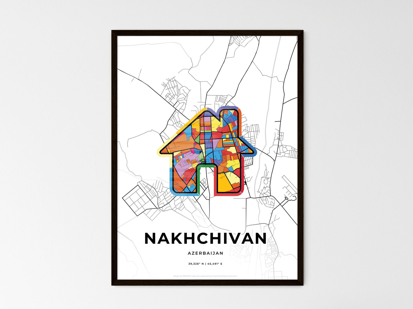 Nakhchivan Azerbaijan wedding art map with home icon