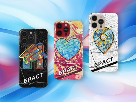Браст Беларусь slim phone case with colorful icon. Birthday, wedding or housewarming gift. Couple match cases.