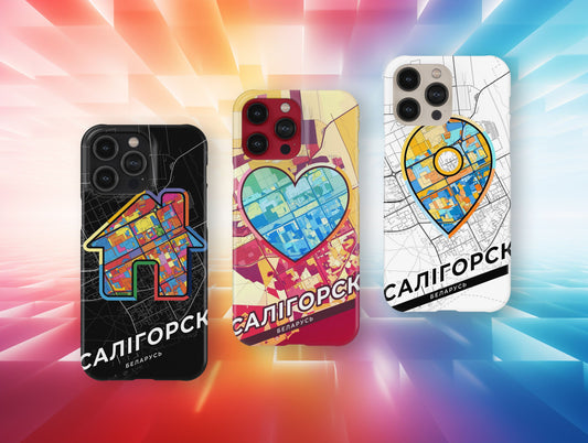 Салігорск Беларусь slim phone case with colorful icon. Birthday, wedding or housewarming gift. Couple match cases.
