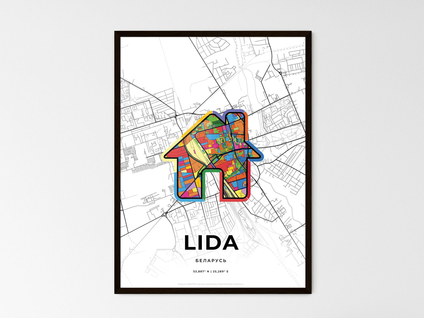 Lida Belarus wedding art map with home icon
