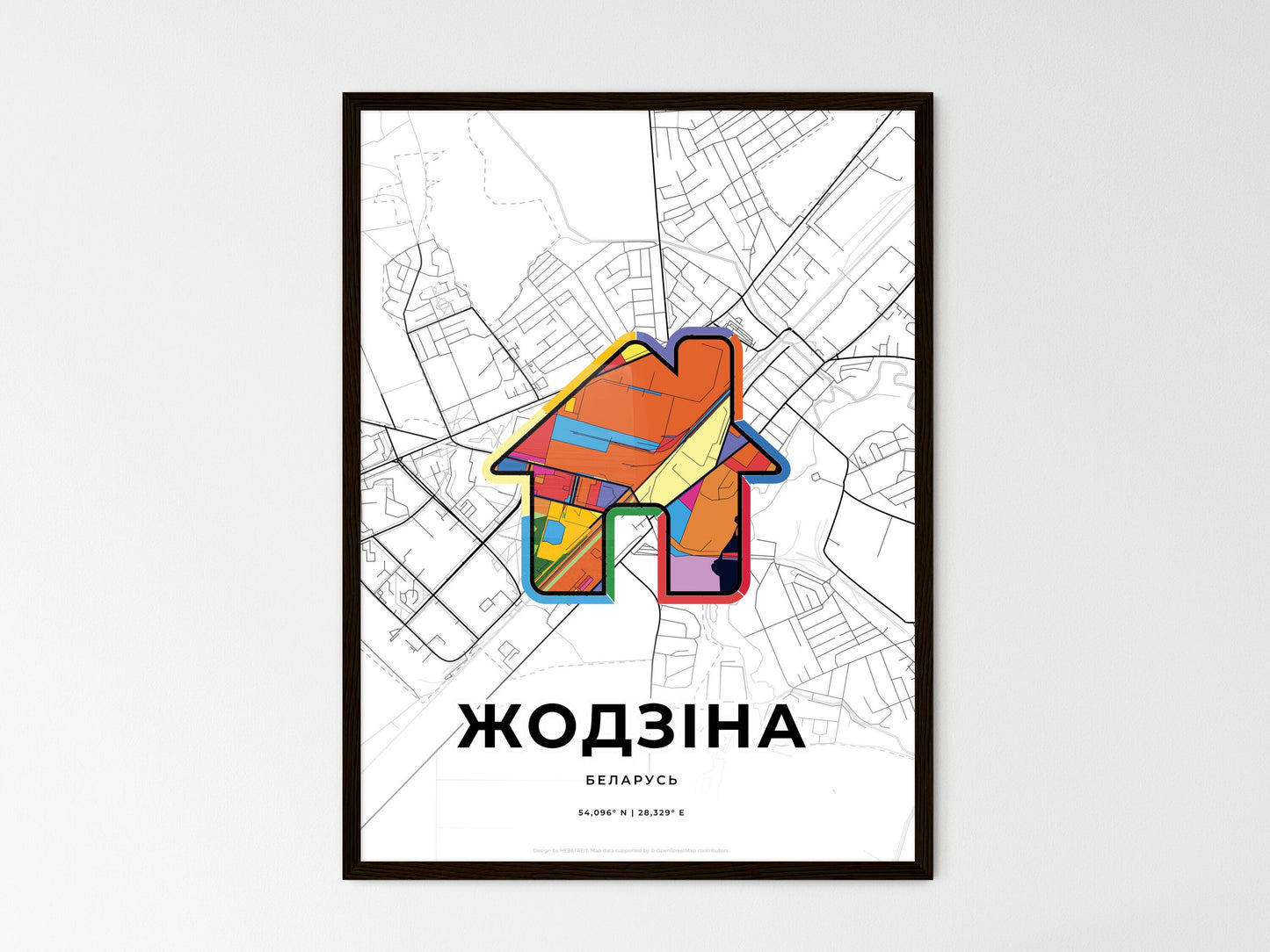 Zhodzina Belarus wedding art map with home icon