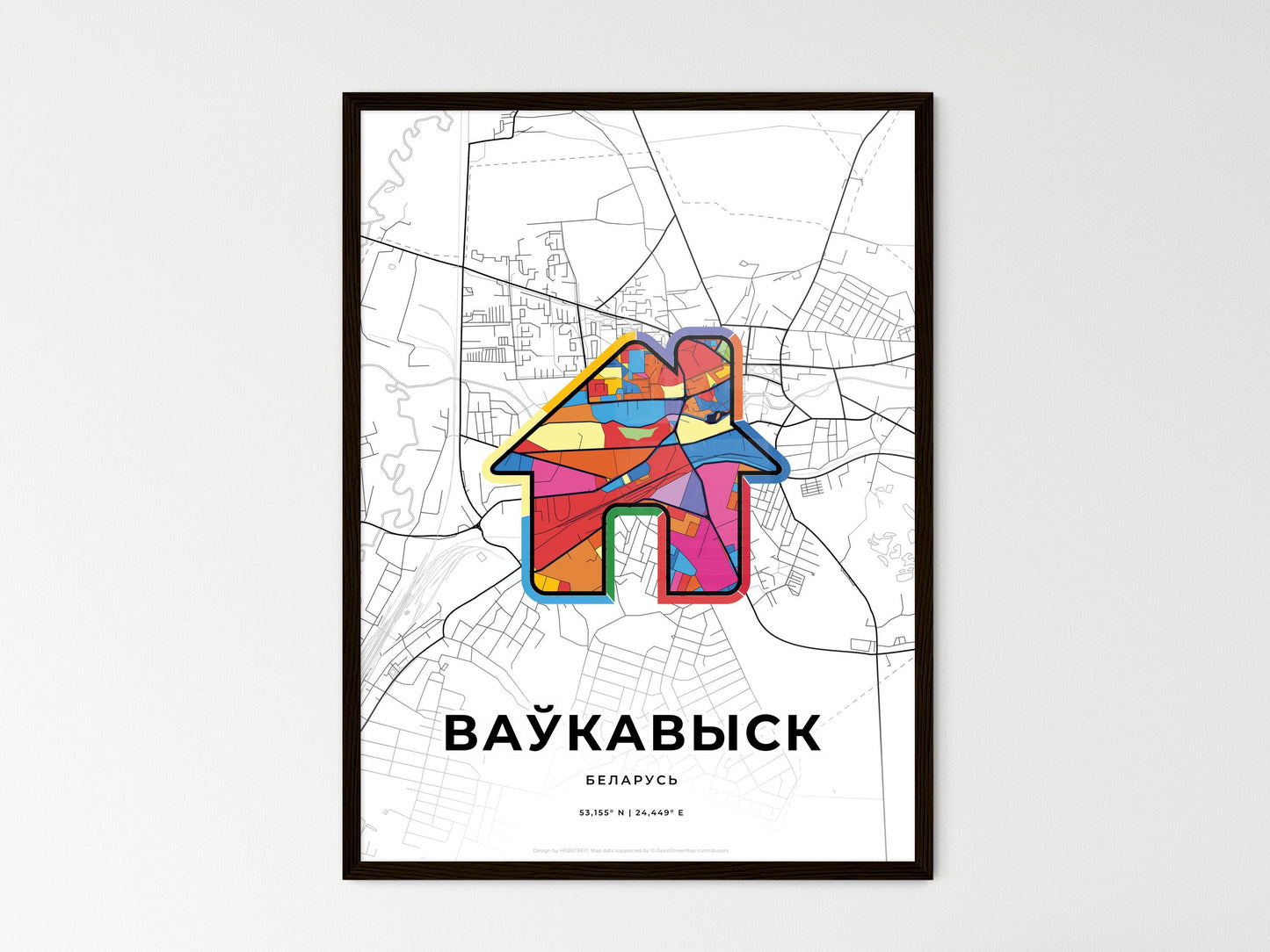 Vawkavysk Belarus wedding art map with home icon