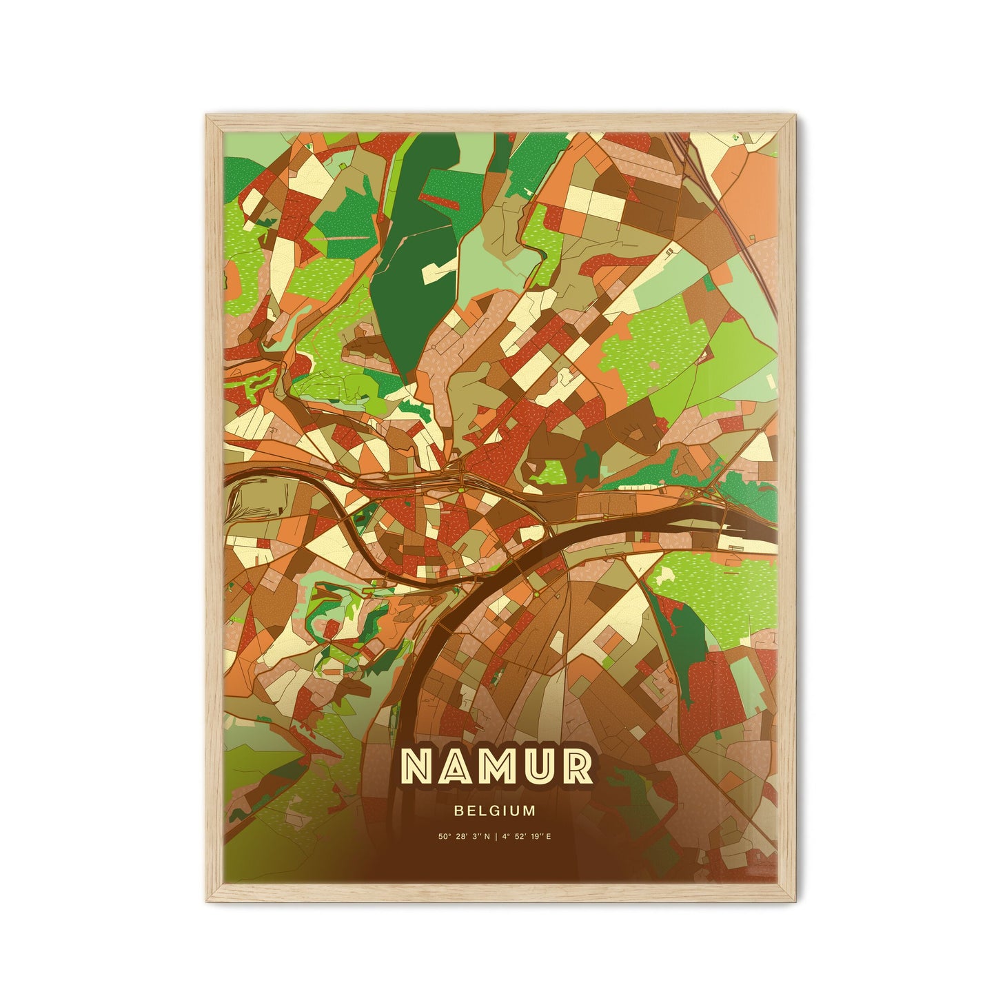 Colorful NAMUR BELGIUM Fine Art Map Farmhouse