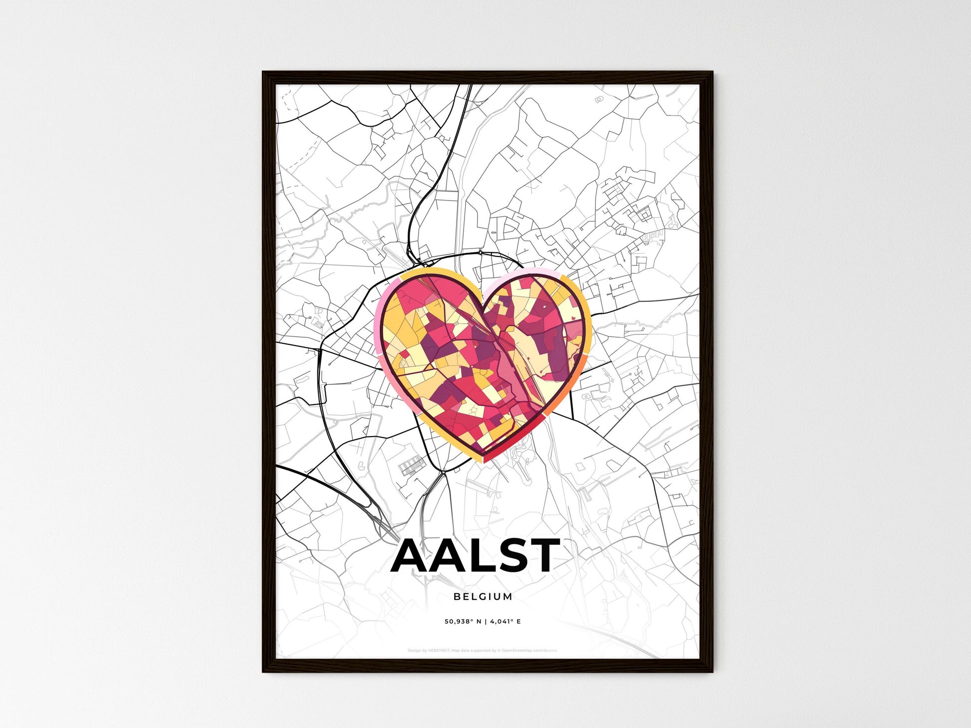 AALST BELGIUM minimal art map with a colorful icon. Where it all began, Couple map gift. Style 2