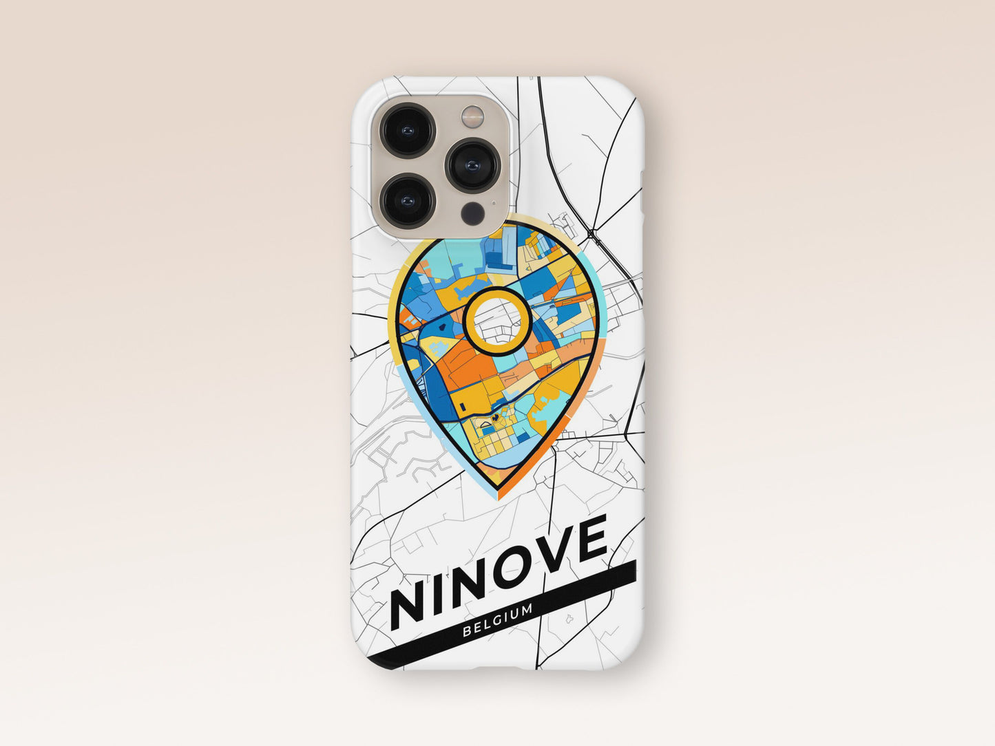 Ninove Belgium slim phone case with colorful icon. Birthday, wedding or housewarming gift. Couple match cases. 1