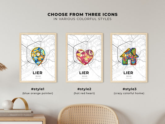 Lier Belgium maps with colorful icons