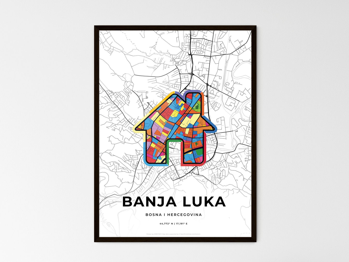 Banja Luka Bosnia And Herzegovina wedding art map with home icon