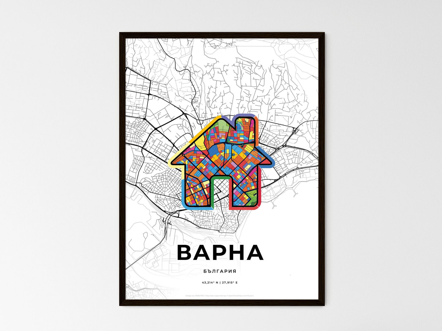 Varna Bulgaria wedding art map with home icon