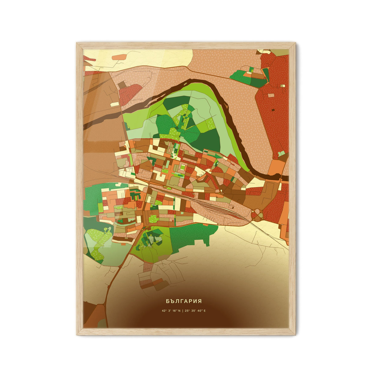 Colorful DIMITROVGRAD BULGARIA Fine Art Map Farmhouse