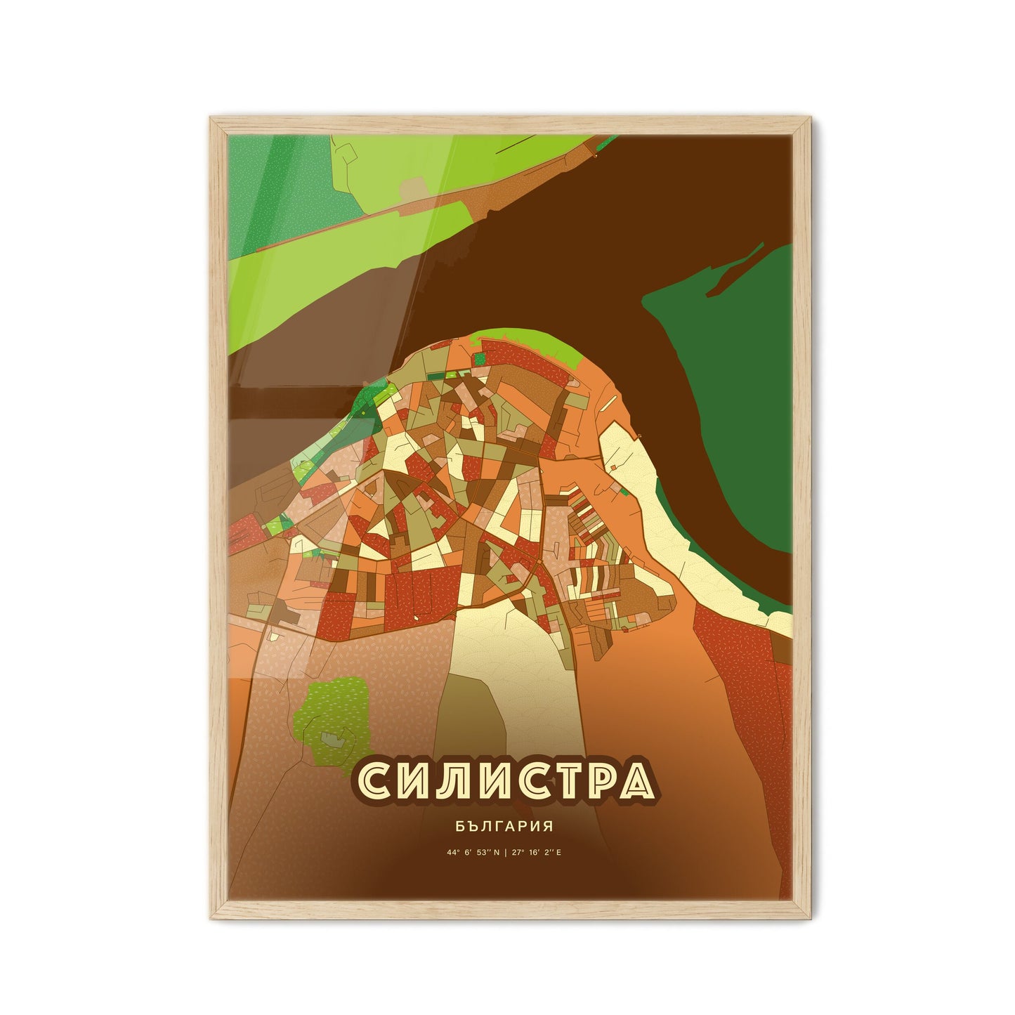 Colorful SILISTRA BULGARIA Fine Art Map Farmhouse