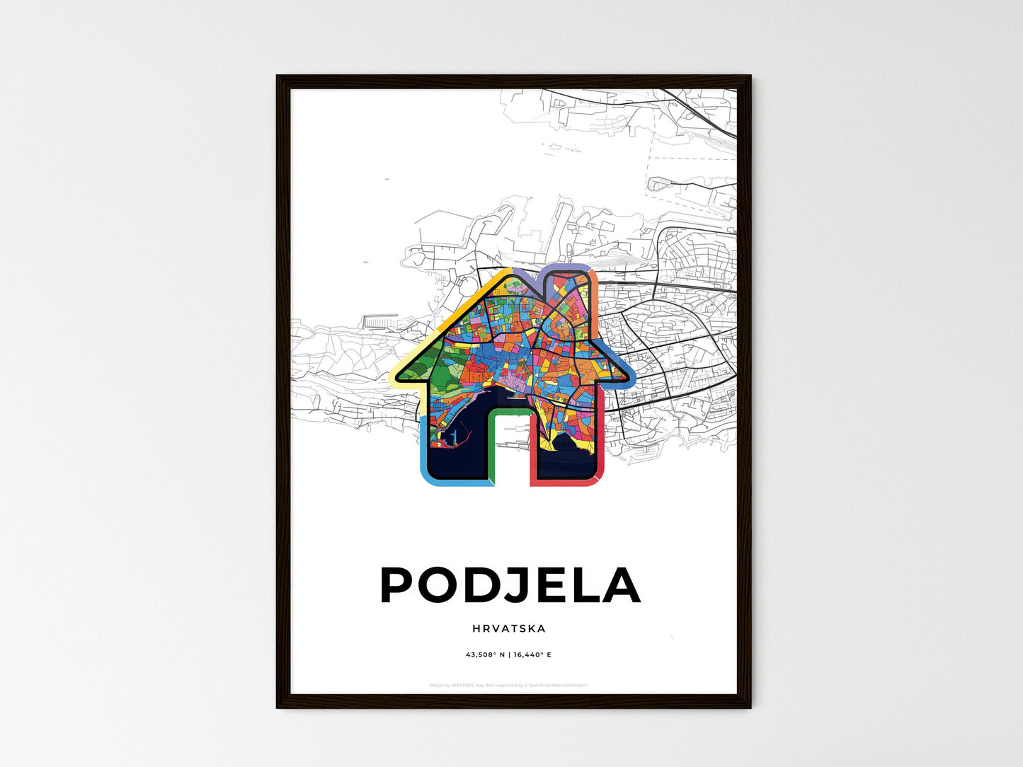 Split Croatia wedding art map with home icon