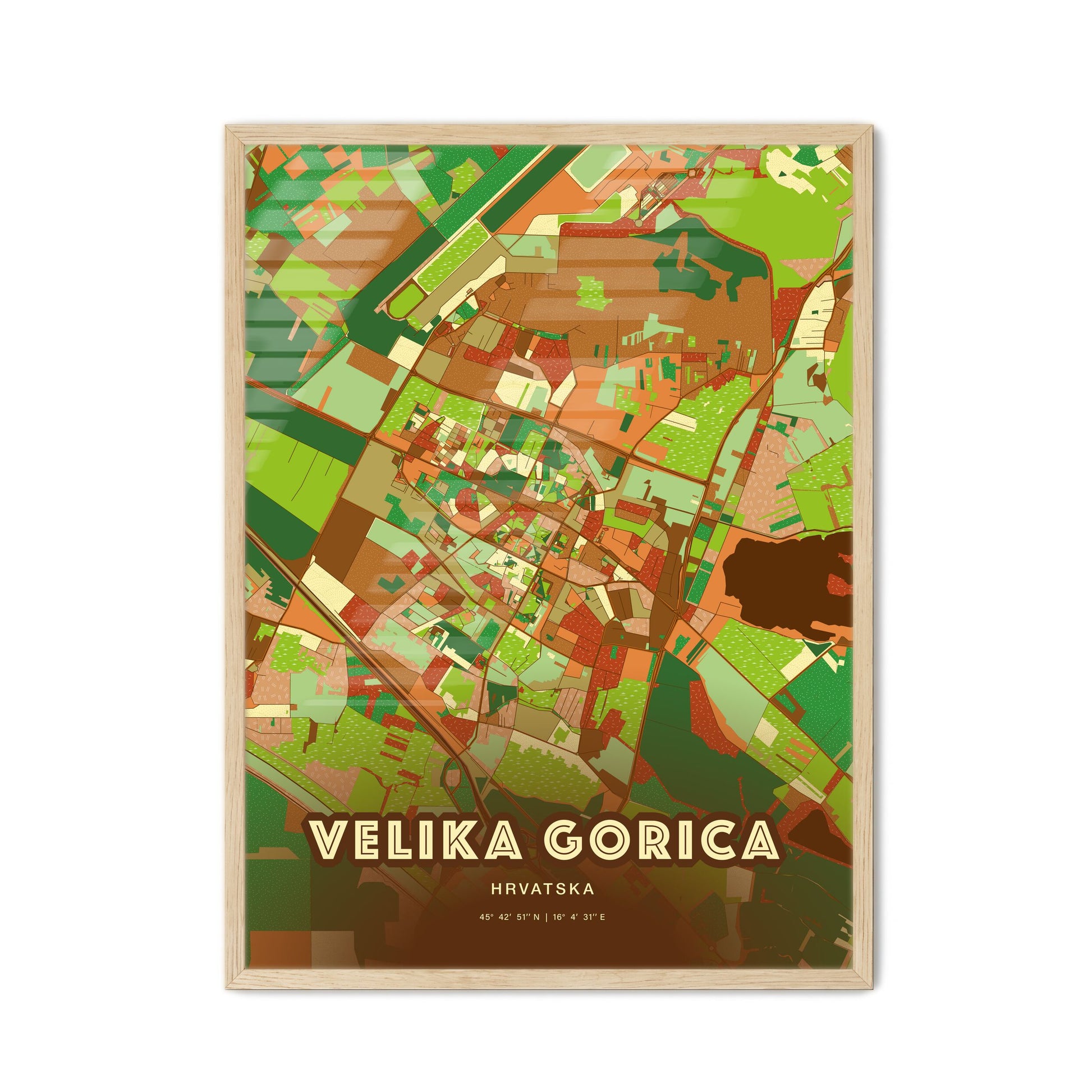 Colorful VELIKA GORICA CROATIA Fine Art Map Farmhouse